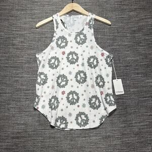 P.J. Salvage Tank Top Women's M White Peace Pajama Top Joy to The World RQJWTK